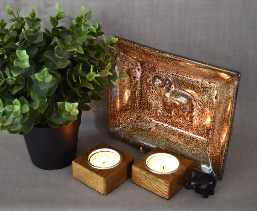 Set of 2 Petite Tealight Holders Made From Reclaimed Solid Oak