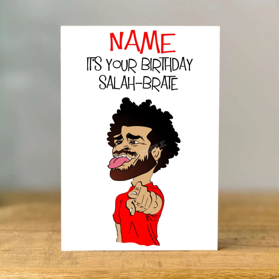 Personalised Mo Salah Birthday Card, Football, Fan, Brother, Bestie, Dad, Mum, 