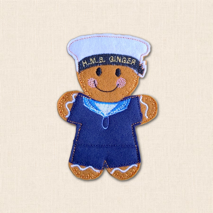 Royal Navy Gingerbread Decoration - Embroidered Sailor Character
