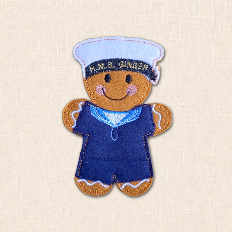 Royal Navy Gingerbread Decoration - Embroidered Sailor Character