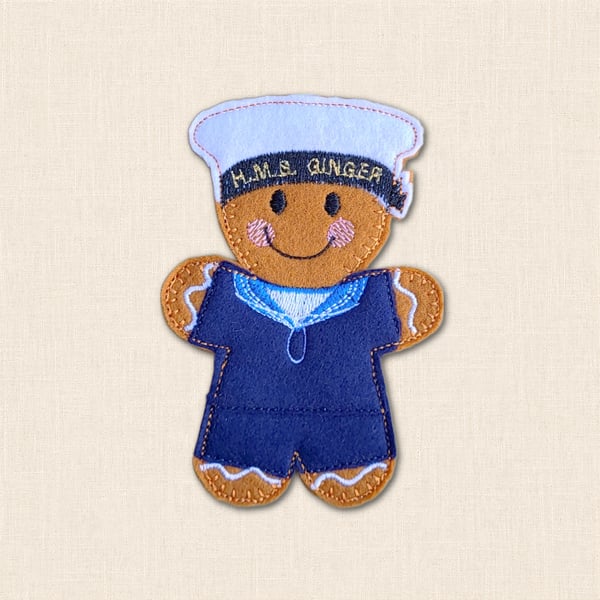Royal Navy Gingerbread Decoration - Embroidered Sailor Character