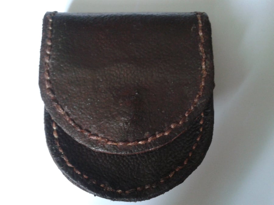 recycled brown leather change purse,  