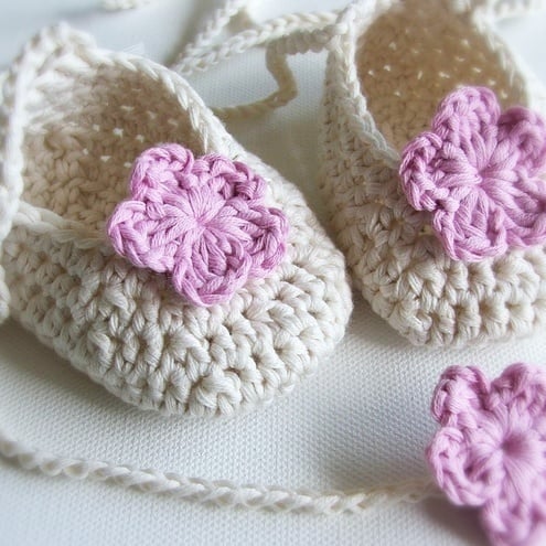 Crocheted Baby Ballet Bootees by Izabela Rocks - For A little Ballerina
