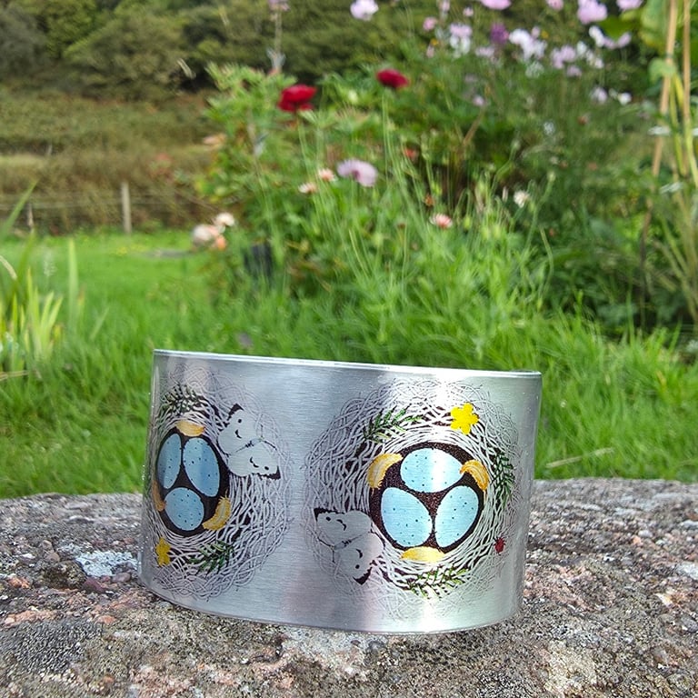 Treasure Nest Wide Aluminium Cuff 