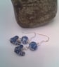 White with Blue Pattern Ceramic Chicken and Coin Bead Bracelet and Earrings Set - Image 8