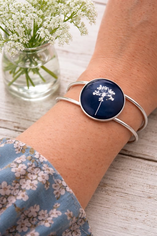 Cow Parsley 2 Cyanotype Bracelet