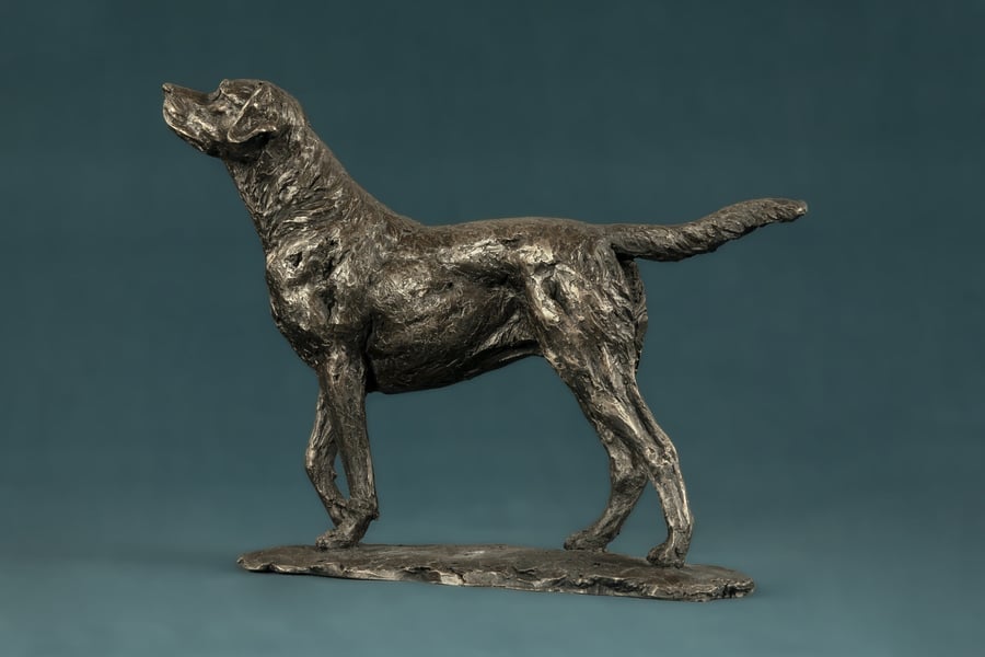 Standing Labrador Dog Statue Small Bronze Resin Sculpture