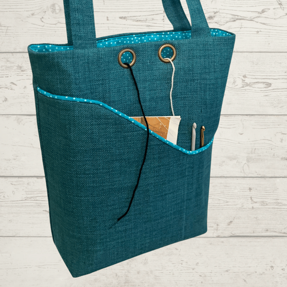 Knitting project bags teal