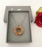 Hammered Pure Bronze Mobius Eight Ring Necklace for 8th Anniversary Gift Idea  - Image 2