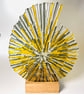 (Made to order) Ammonite - fused glass sculpture in oak base 