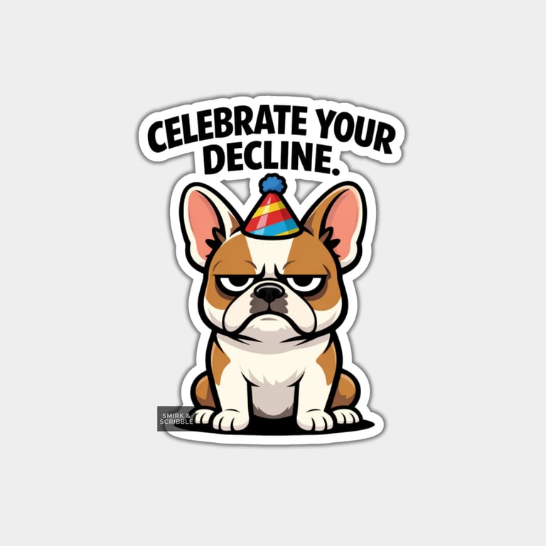 Funny Rude Birthday Sticker For Adults - Grumpy Dog