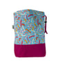 two at a time knitting bag with floral  print, drawstring divided pouch,  - Image 1