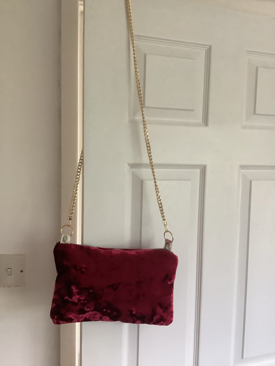 Red velvet clutch bag 