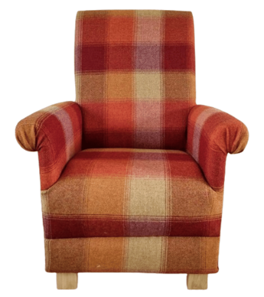 Laura Ashley Keswick Tartan Fabric Burnt Orange Red Checked Chair Accent