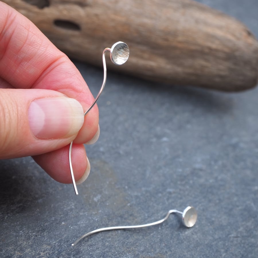 Domed sterling silver earrings studs