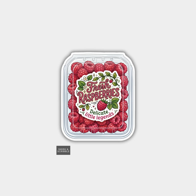 Grocery Food Vinyl Sticker For Adults - Raspberries