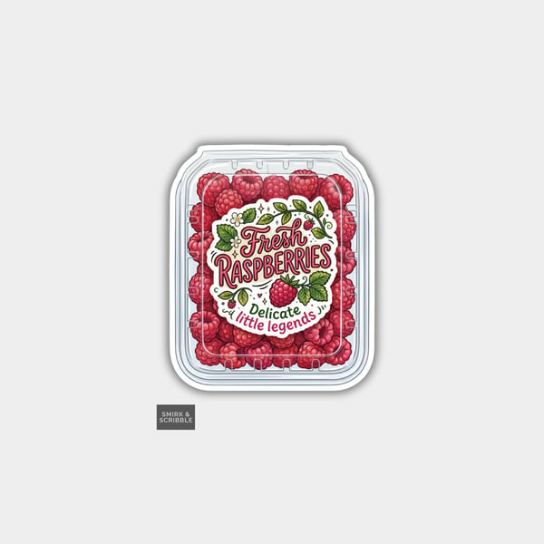 Grocery Food Vinyl Sticker For Adults - Raspberries