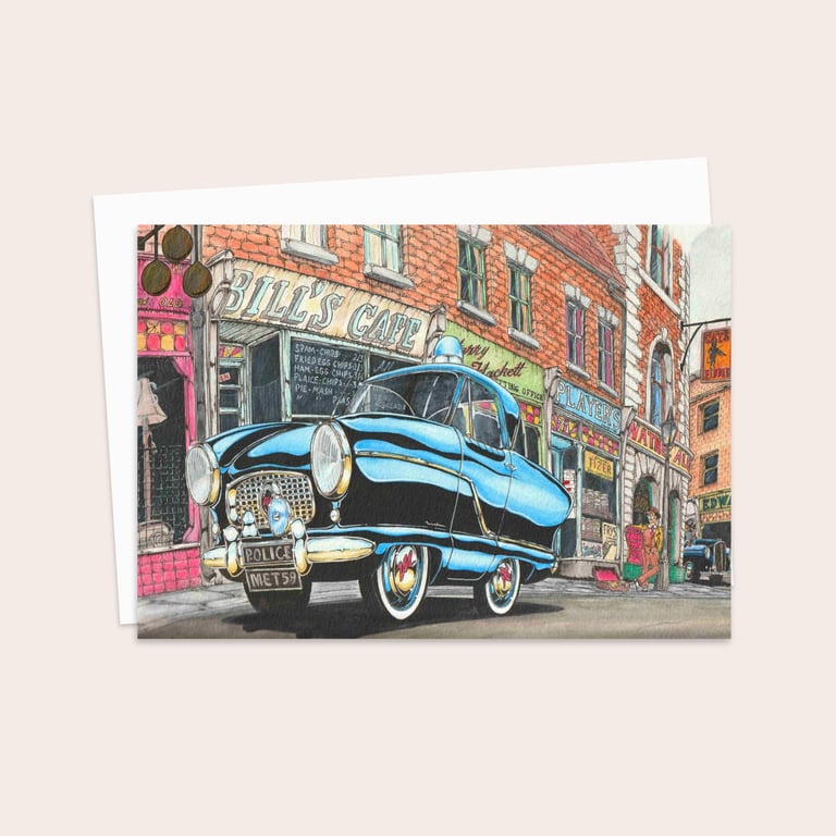 Nostalgia Greeting Card: Classic Police Car Illustration (312)