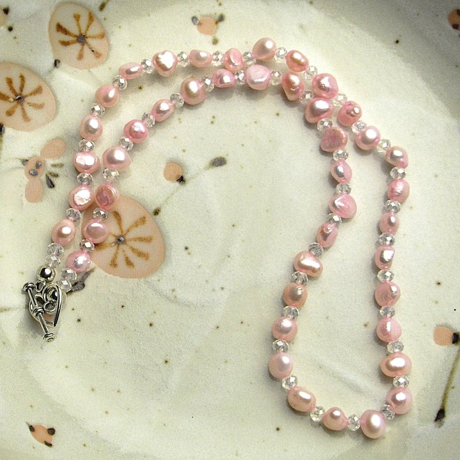 Pink Freshwater Pearl Necklace - UK Free Post
