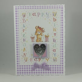 Kid's birthday card - cute teddy