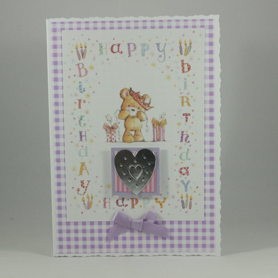 Kid's birthday card - cute teddy