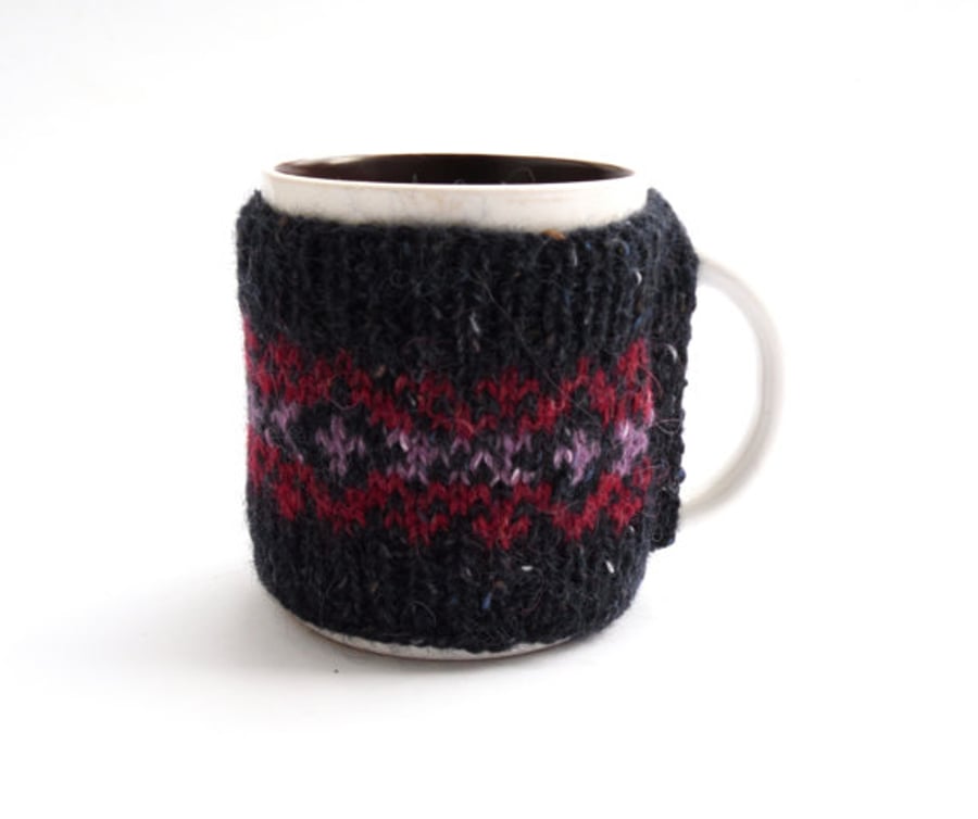 Navy Blue Jazzy Fair Isle Mug Warmer