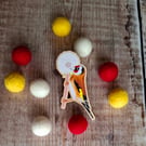 Goldfinch and Dandelion Wooden Pin Brooch