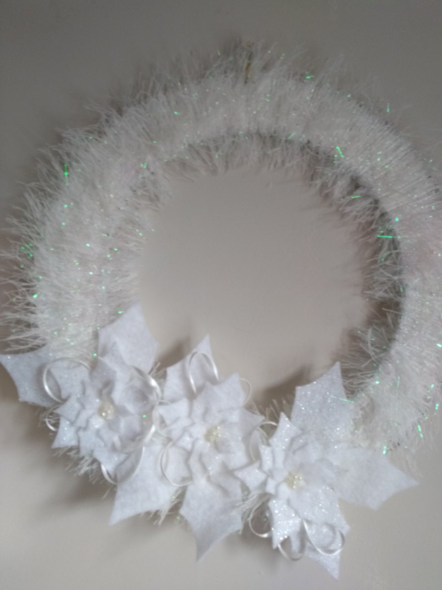 White poinsettia indoor wreath