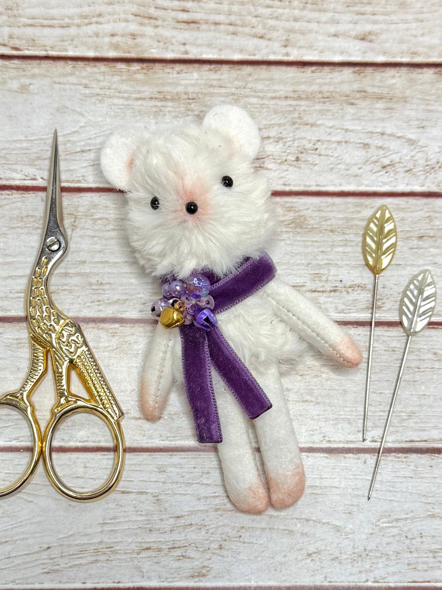Christmas Mouse Tiny Art Doll Purple