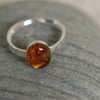 Custom order for J - Silver Ring with Amber Gemstone,  size I