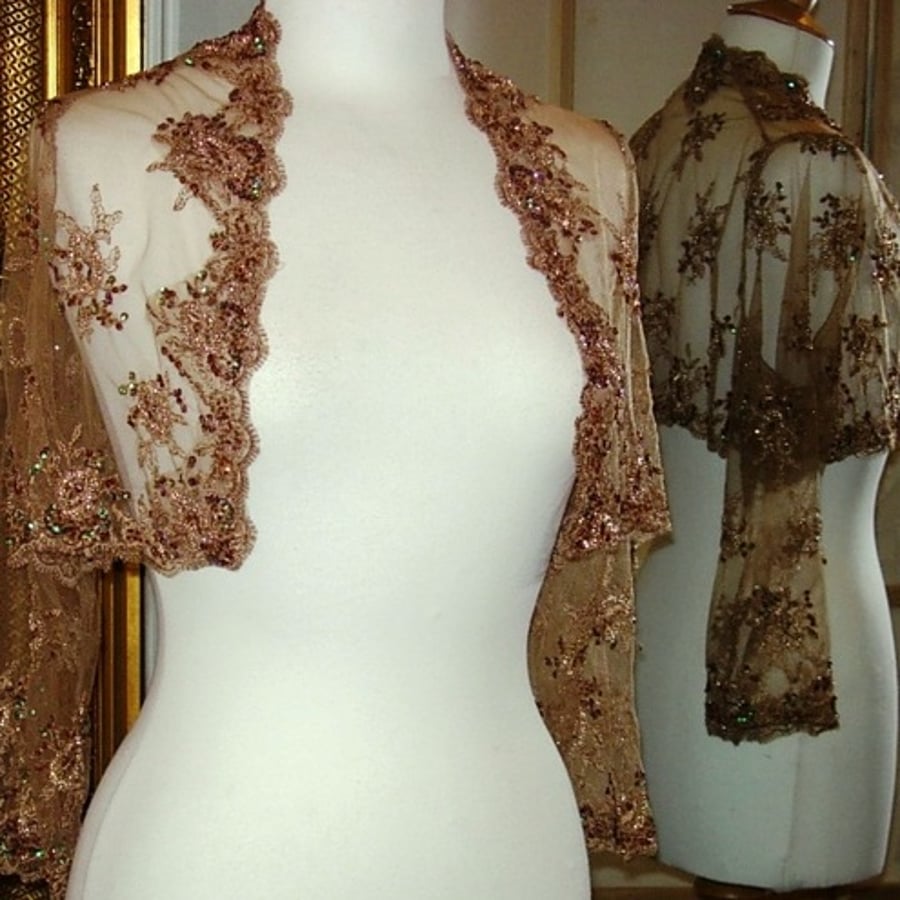 Handmade Bolero - Embroidered & Beaded Tulle