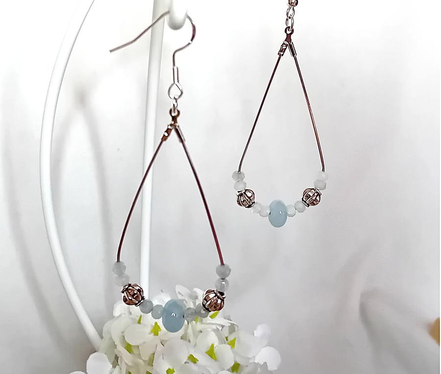 Aquamarine Boho Style Earrings