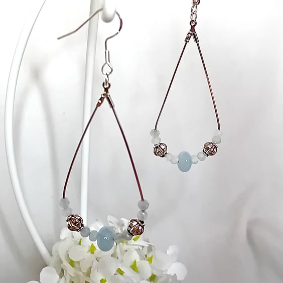 Aquamarine Boho Style Earrings