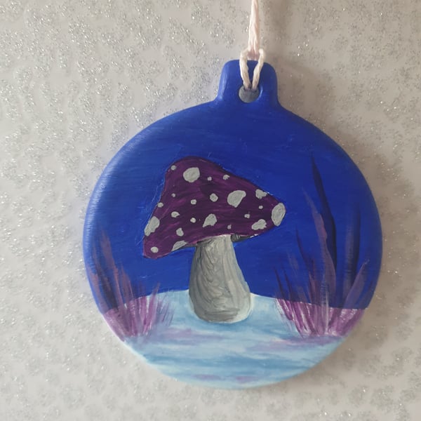 Toadstool round bauble. 