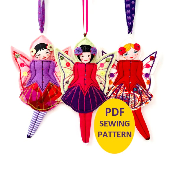 PDF Fuschia Flower Fairy Ornament Sewing Pattern