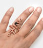 Black agate Wire wrapped shiny copper ring ,Adjustable copper ring, wire wrapped - Image 2