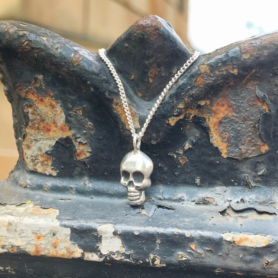 NOGGIN SKULL Recycled Sterling Silver Skull Pendant