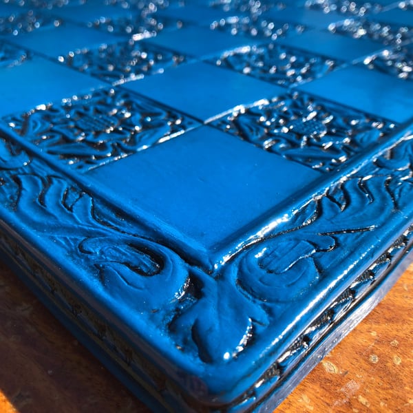Blue Chess board - York Rose Gothic Motif - Made to order Soft Blue - 45cmx45cm
