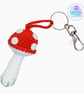 Crochet red toadstool, mushroom decoration, bag charm. Toadstool keyring. - Image 8