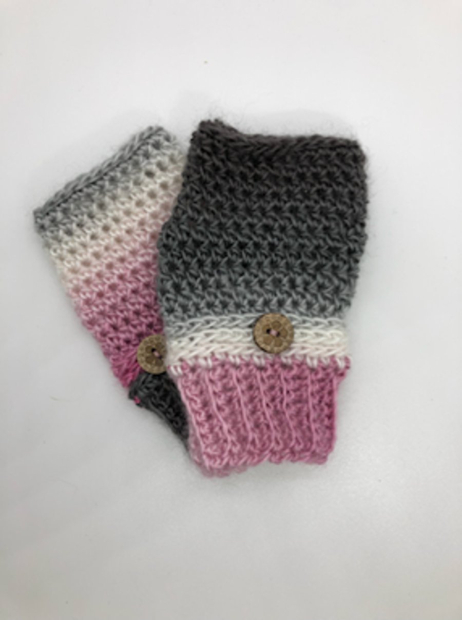 Handcrafted Variegated Crocheted Wrist Warmers