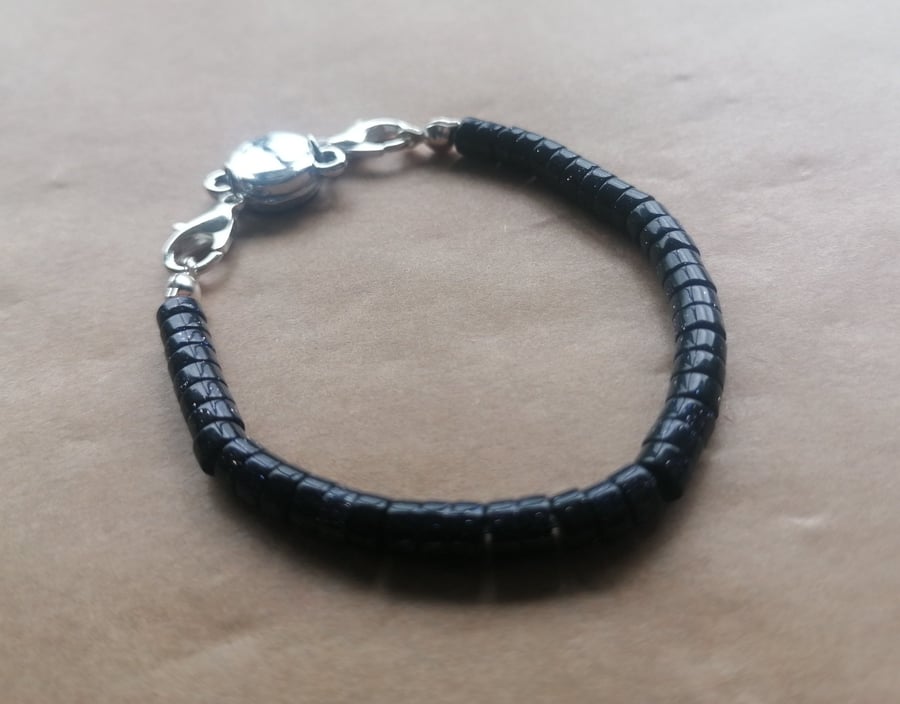 Starry night disc bracelet, silver with a magnetic clasp. 