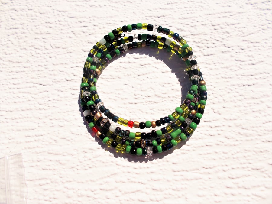 Green Memory Wire Bracelet 