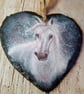 Kelpie water horse, hanpainted slate heart, Horse water Kelpie outdoor deco