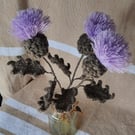 Set of 3 Everlasting Crochet Scottish Thistles – Handcrafted Botanical Bouquet