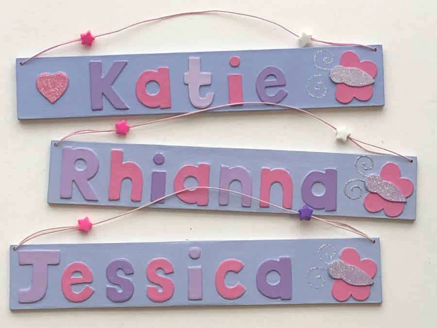 Any Name! Lilac Butterfly Name Plate