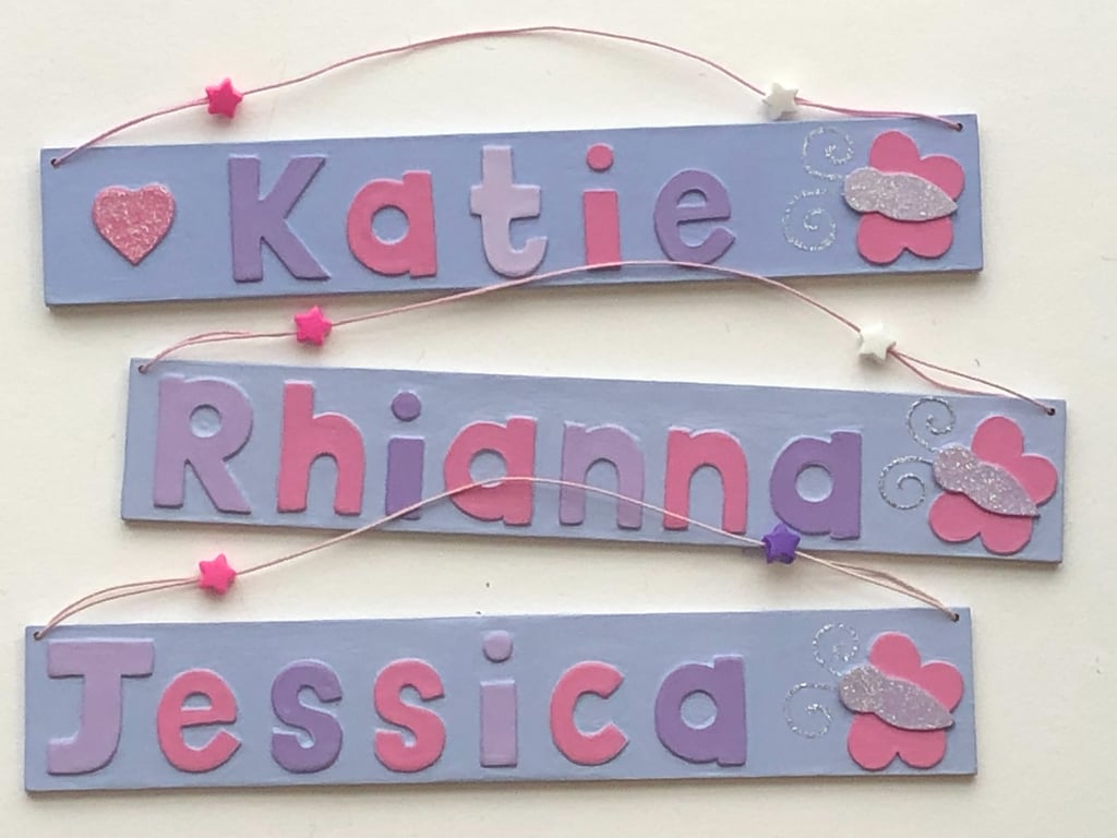 Any Name! Lilac Butterfly Name Plate