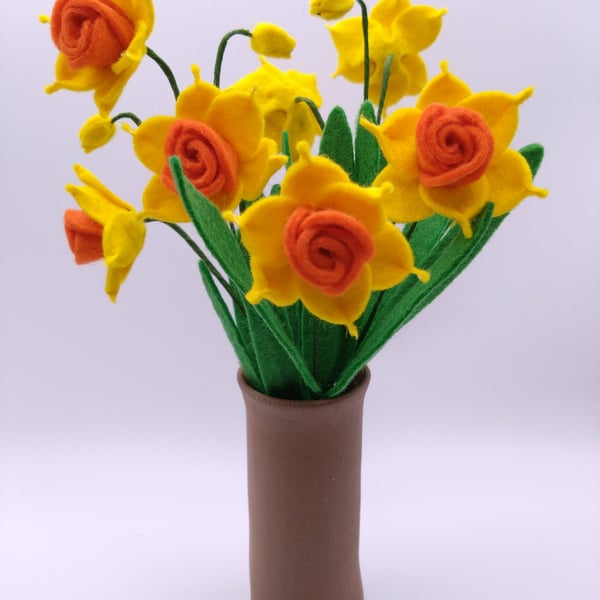 Mini Daffodil Felt Flower Stem