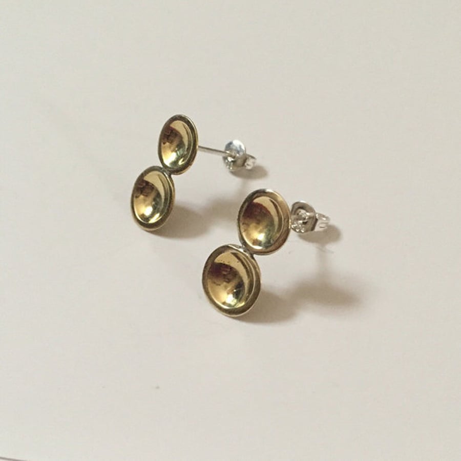 Double dot earrings (highly polished brass)