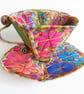 Teacup and Saucer Textile Art Sculpture Free Machine Embroidery  - Image 3