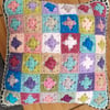 Multicoloured Mini Squares Crochet Cushion Cover
